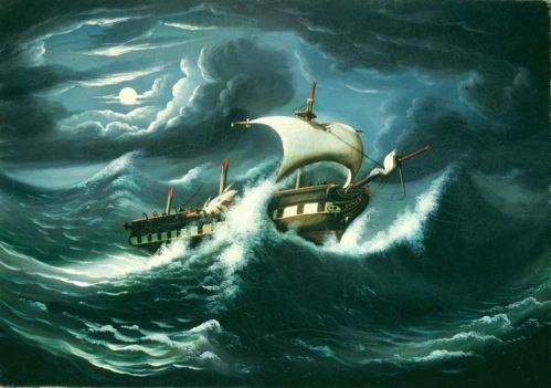 Thomas Chambers-- Storm-Tossed Frigate