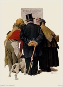 Norman Rockwell- People Reading Stock Exchange