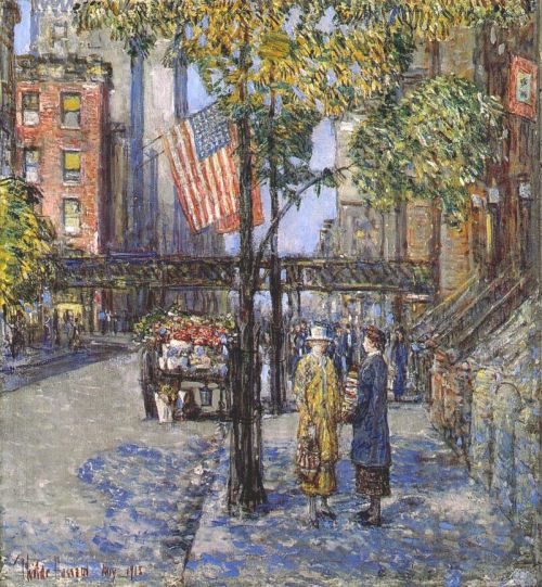Childe Hassam flags-on-the-friar-s-club 1918