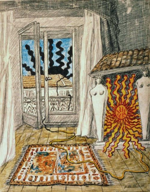 Giorgio de Chirico sole-sul-caminetto-1970