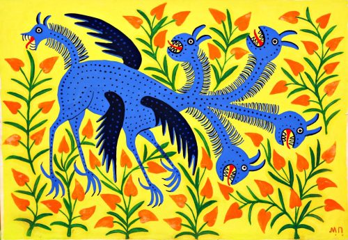 Maria Prymachenko- A Dragon Descends on Ukraine, 1987